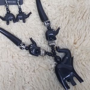Elephant necklace and earrings set